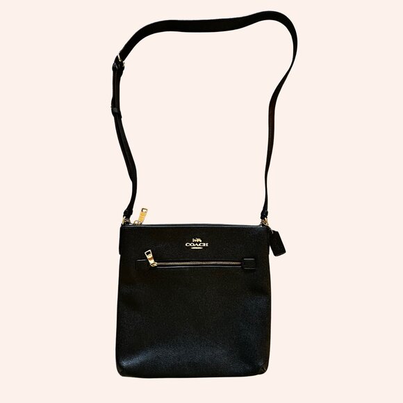 Coach Leather Crossbody Bag Black - Picture 1 of 4